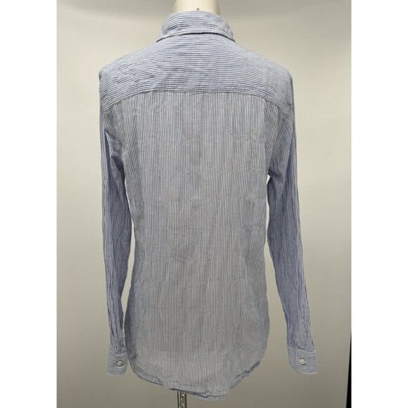 J McLaughlin Shirt Womens Small Blue White Long Sleeve Button Up Corpcore Career - Picture 4 of 10